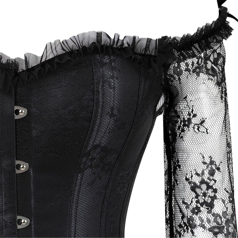 Zhitunemi Corset Tops For Women Renaissance: Womens Halloween Costume Corset Renaissance Fair - Historical Reenactment Events X-Large Black - Image 5